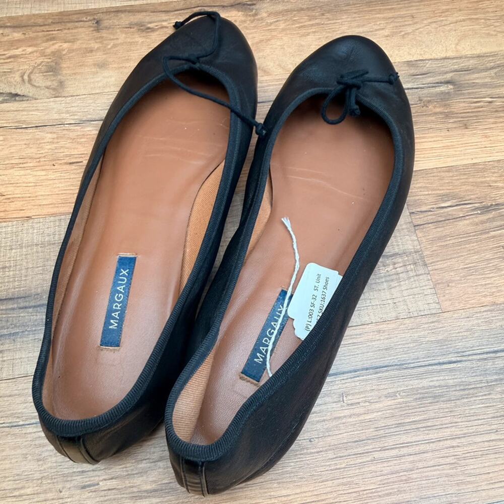 Margaux men size 13 Eu44 Black Leather Ballet Flats Bow Round Toe Slip On - Picture 7 of 7